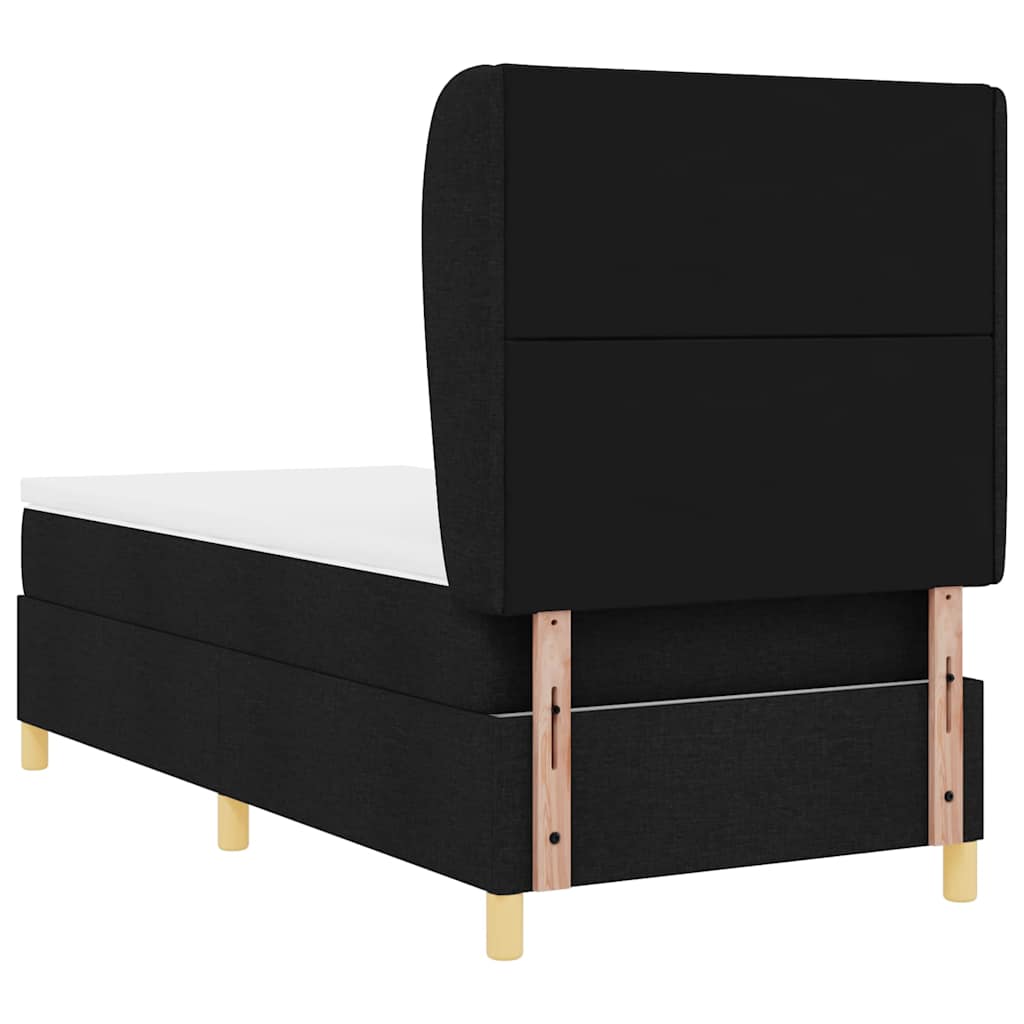 vidaXL Łóżko sprężynowe Z zagłówkiem Czarny 200 x 90 cm tkanina