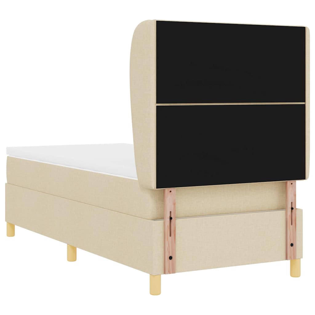 vidaXL Łóżko sprężynowe Z zagłówkiem Kremowy 200 x 90 cm tkanina