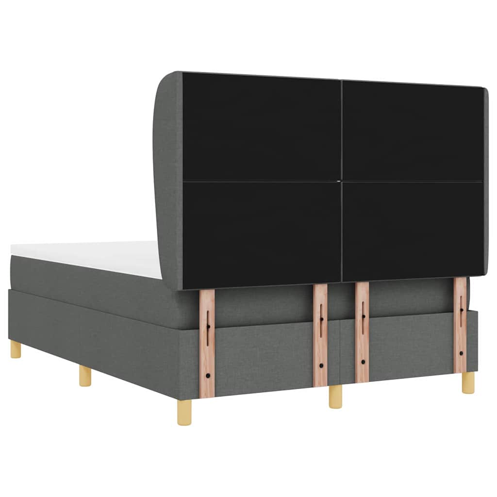 vidaXL Łóżko sprężynowe Z zagłówkiem Ciemnoszary 200 x 140 cm tkanina