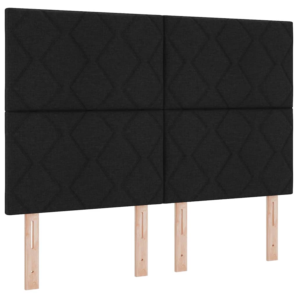 vidaXL Łóżko sprężynowe Z zagłówkiem Czarny 200 x 140 cm tkanina
