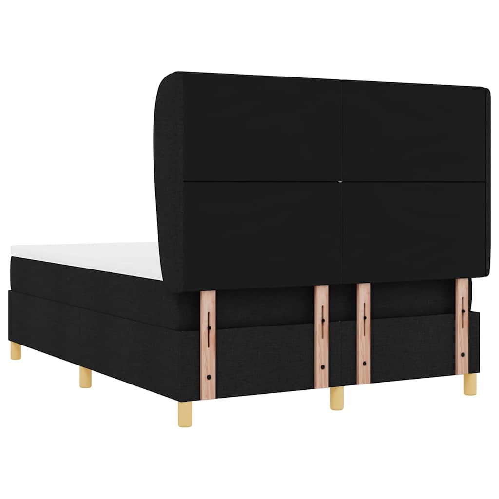 vidaXL Łóżko sprężynowe Z zagłówkiem Czarny 200 x 140 cm tkanina