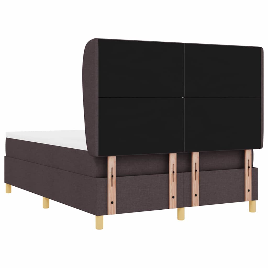 vidaXL Łóżko sprężynowe Z zagłówkiem Ciemny brąz 200 x 140 cm tkanina