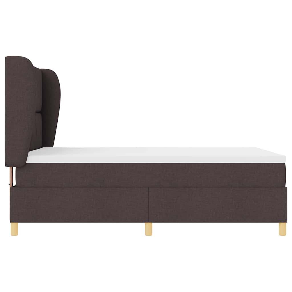 vidaXL Łóżko sprężynowe Z zagłówkiem Ciemny brąz 200 x 140 cm tkanina