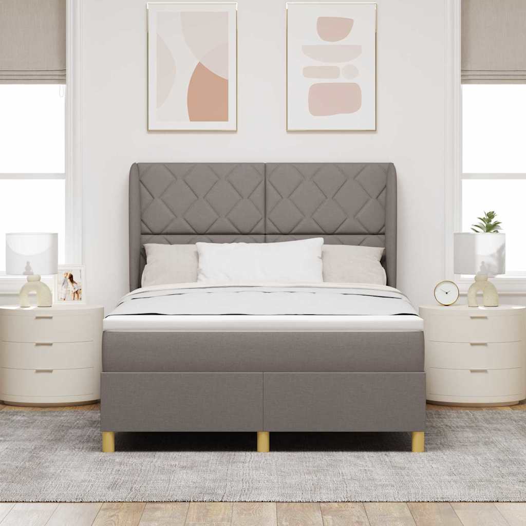 vidaXL Łóżko sprężynowe Z zagłówkiem Ciemnoszary 200 x 160 cm tkanina