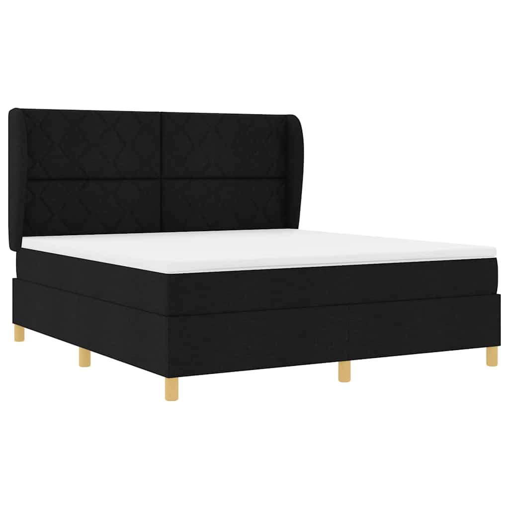 vidaXL Łóżko sprężynowe Z zagłówkiem Czarny 200 x 180 cm tkanina