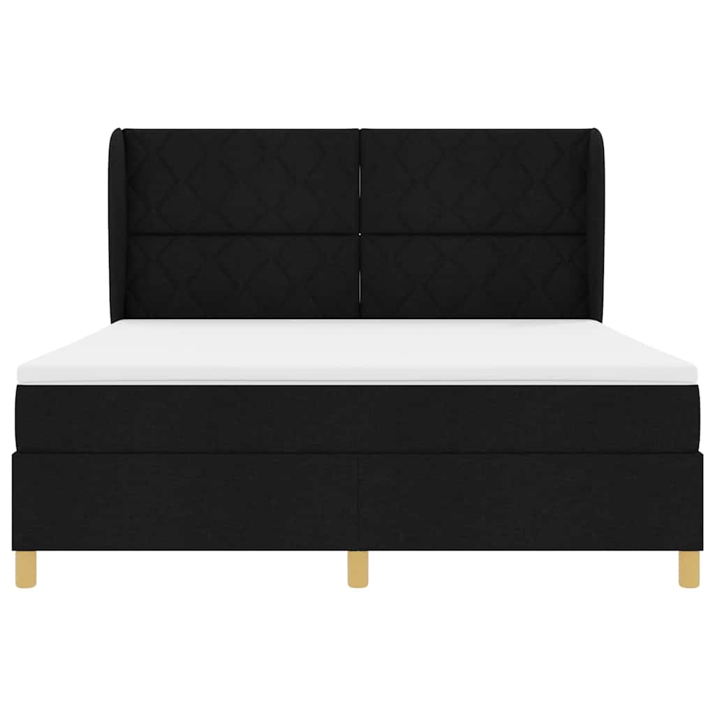 vidaXL Łóżko sprężynowe Z zagłówkiem Czarny 200 x 180 cm tkanina