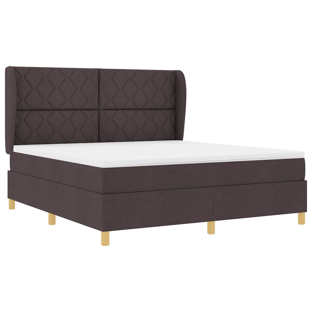 vidaXL Łóżko sprężynowe Z zagłówkiem Ciemny brąz 200 x 180 cm tkanina