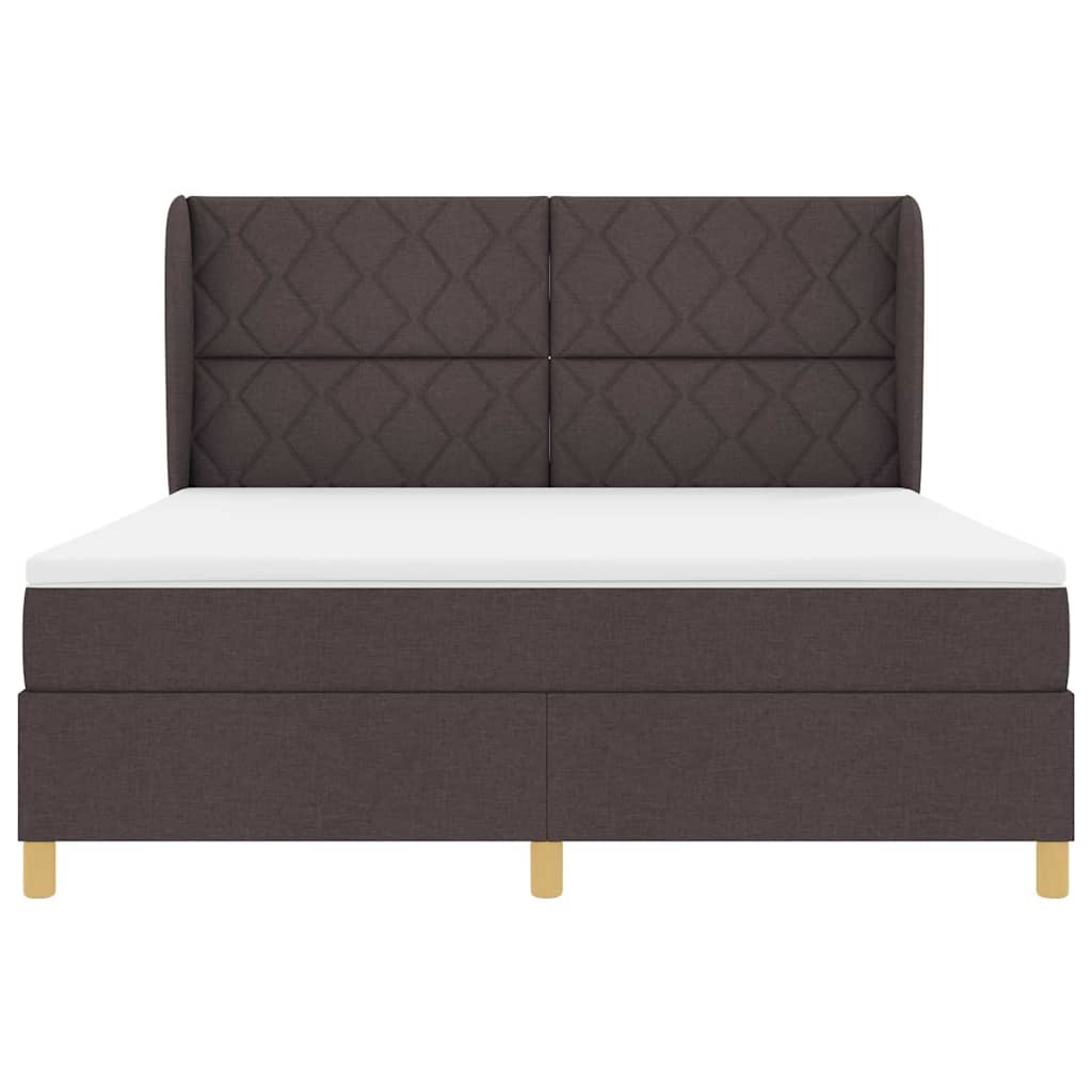 vidaXL Łóżko sprężynowe Z zagłówkiem Ciemny brąz 200 x 180 cm tkanina