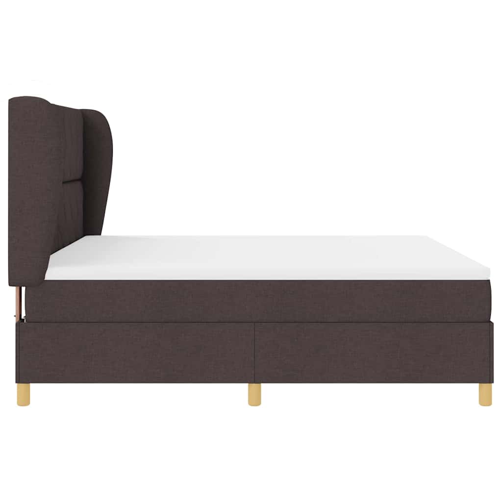vidaXL Łóżko sprężynowe Z zagłówkiem Ciemny brąz 200 x 180 cm tkanina