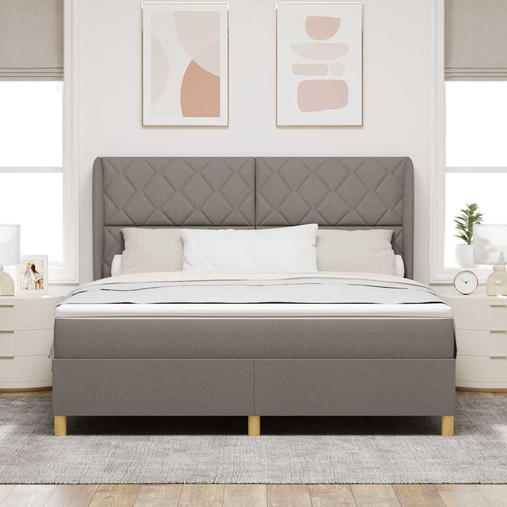 vidaXL Łóżko sprężynowe Z zagłówkiem Ciemnoszary 200 x 180 cm tkanina