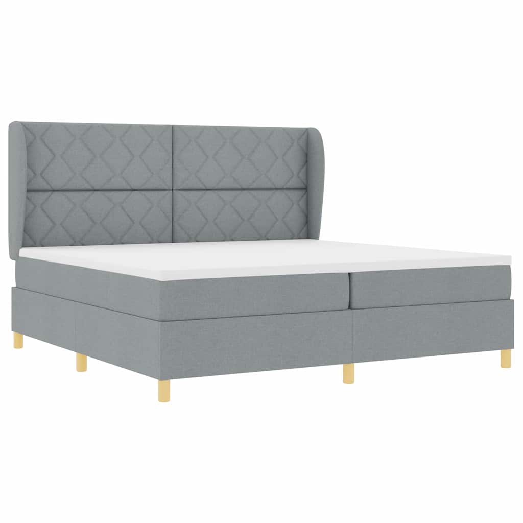 vidaXL Łóżko sprężynowe z materacem Jasnoszary 200 x 200 cm tkanina