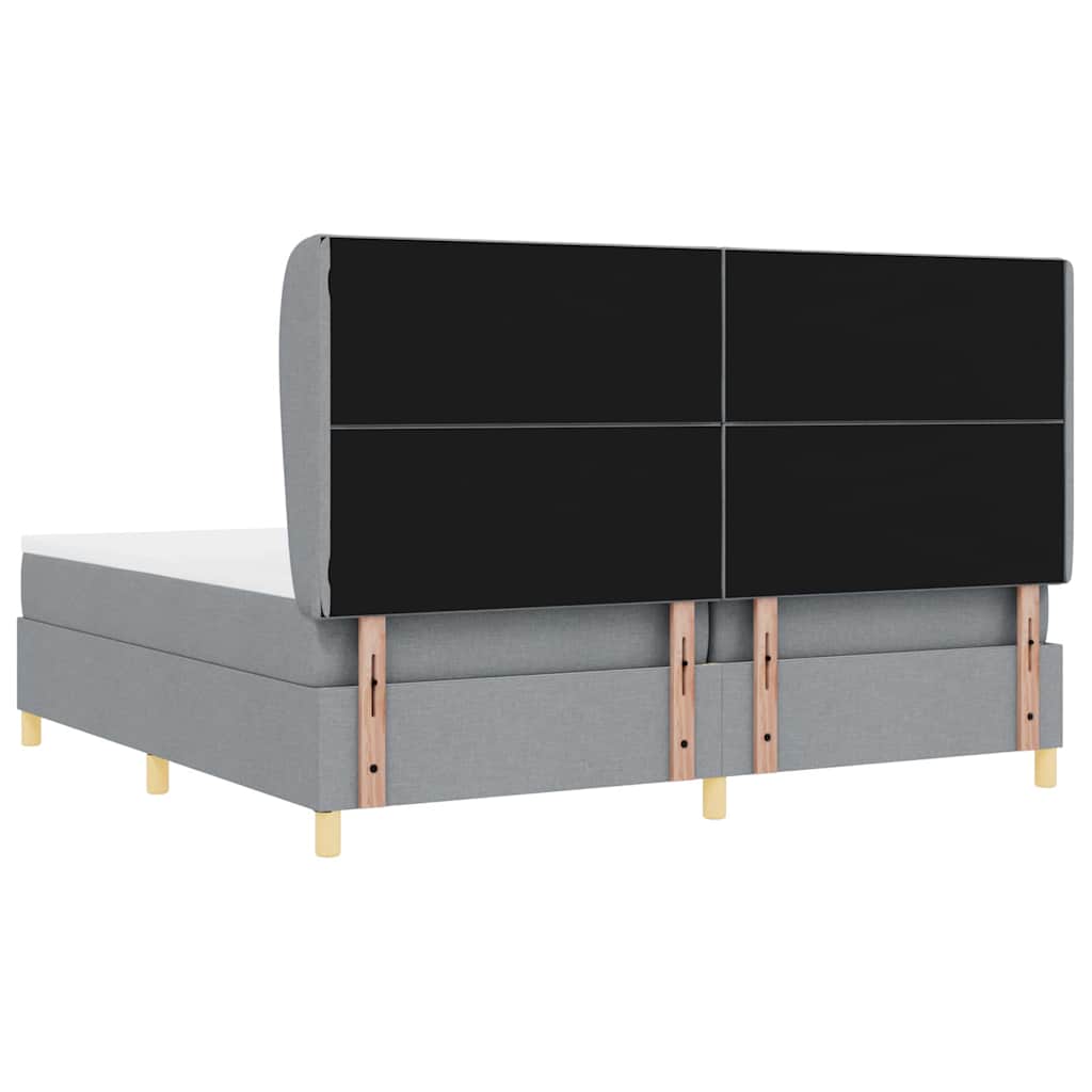 vidaXL Łóżko sprężynowe z materacem Jasnoszary 200 x 200 cm tkanina