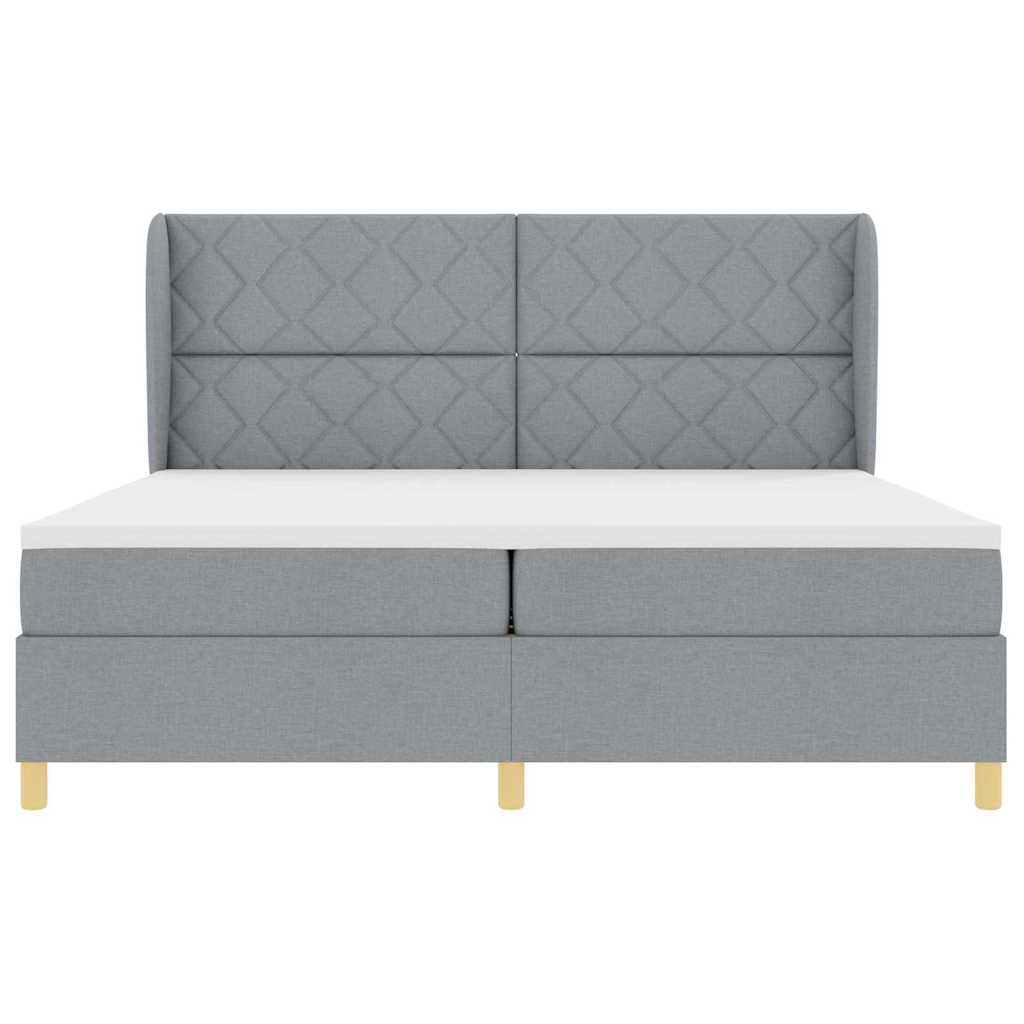 vidaXL Łóżko sprężynowe z materacem Jasnoszary 200 x 200 cm tkanina