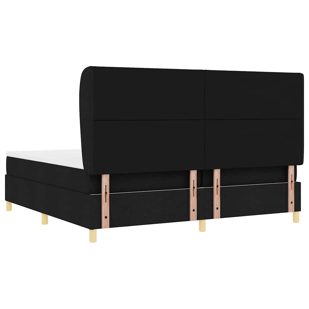 vidaXL Łóżko sprężynowe z materacem Czarny 200 x 200 cm tkanina