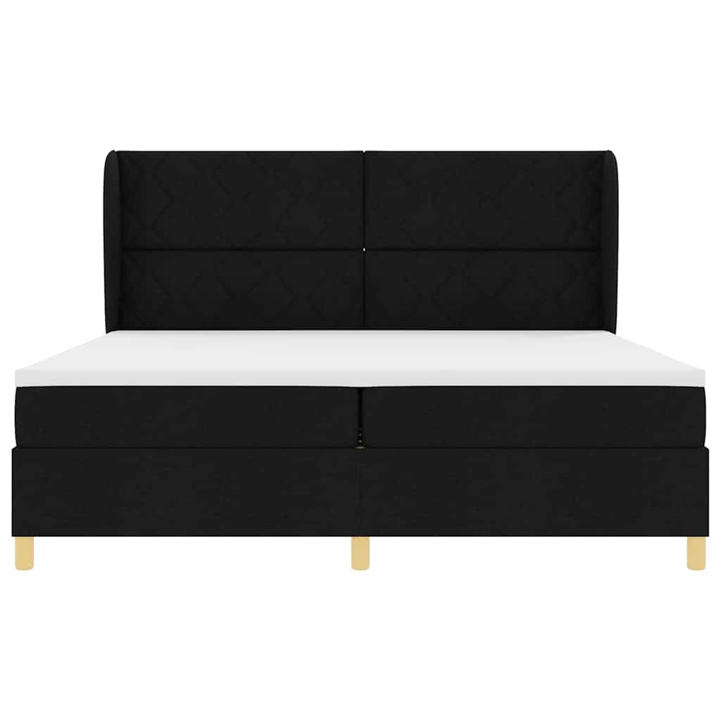 vidaXL Łóżko sprężynowe z materacem Czarny 200 x 200 cm tkanina