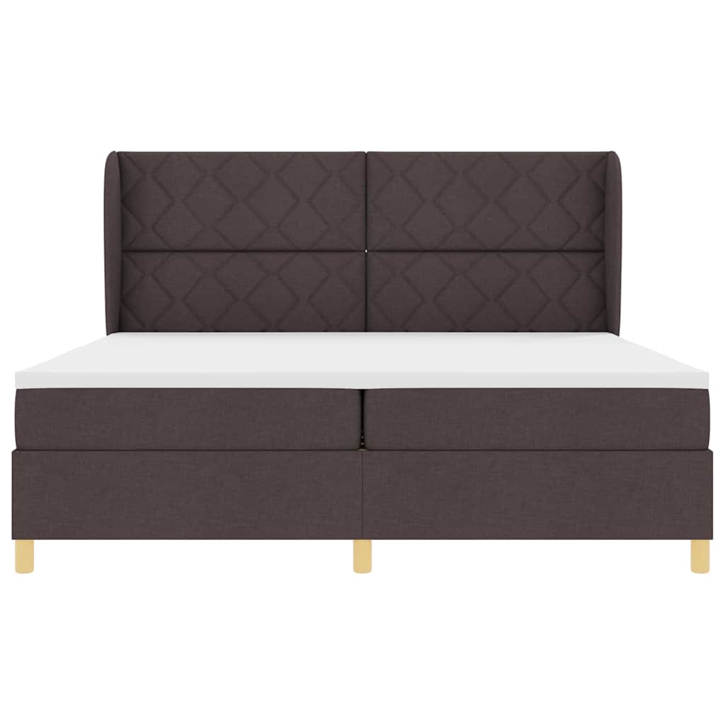 vidaXL Łóżko sprężynowe z materacem Ciemny brąz 200 x 200 cm tkanina