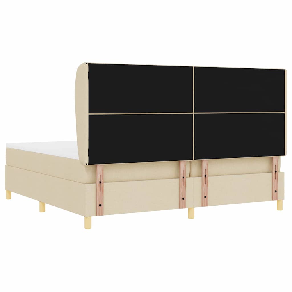 vidaXL Łóżko sprężynowe z materacem Kremowy 200 x 200 cm tkanina