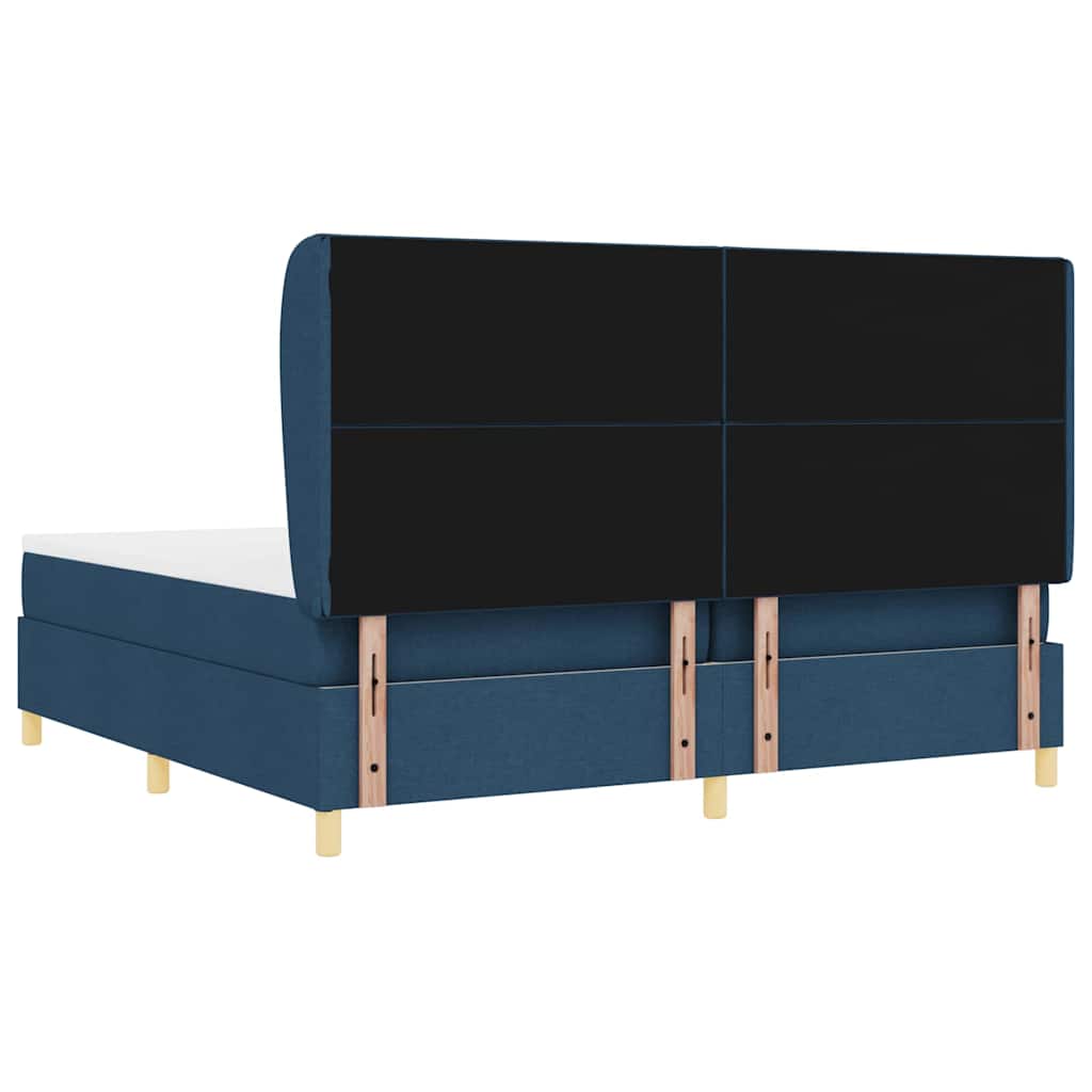 vidaXL Łóżko sprężynowe z materacem Niebieski 200 x 200 cm tkanina