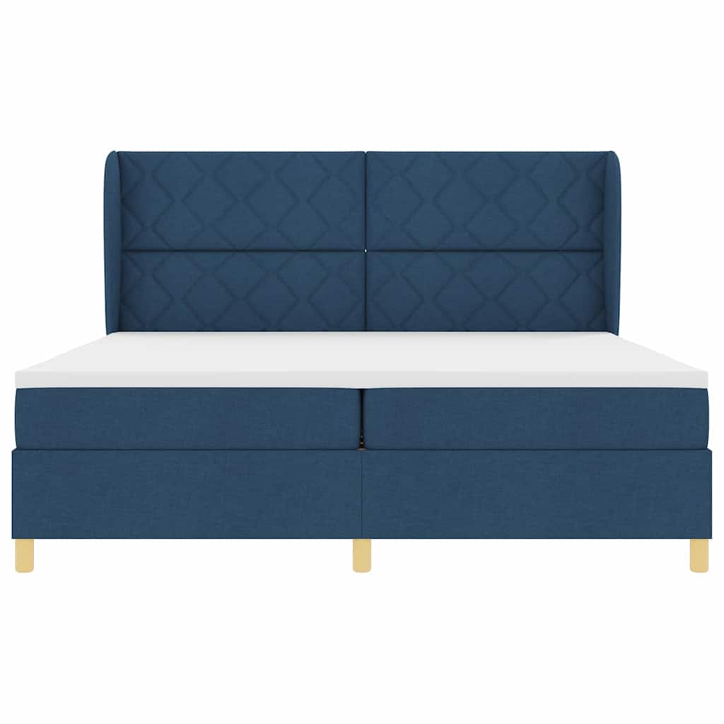 vidaXL Łóżko sprężynowe z materacem Niebieski 200 x 200 cm tkanina
