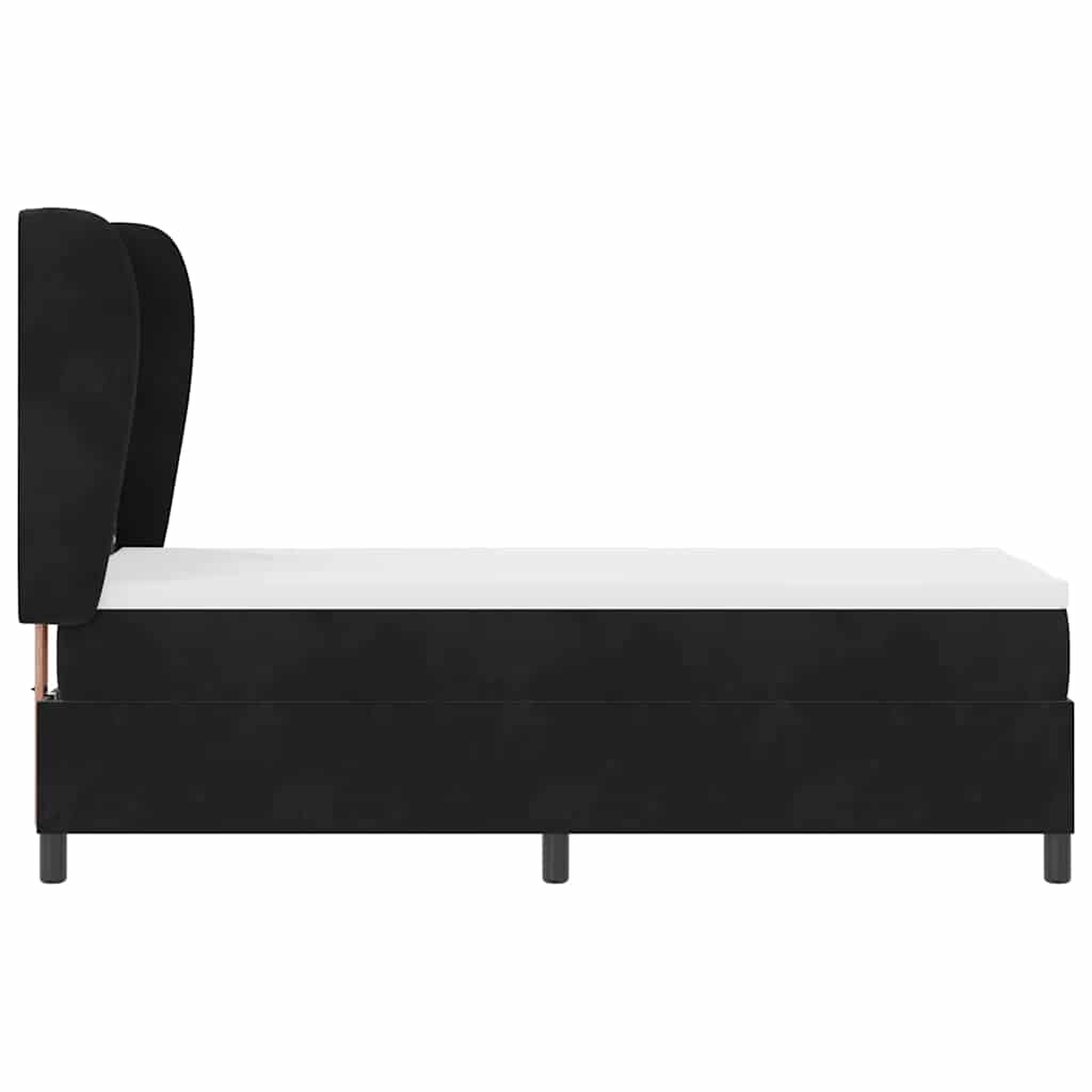 vidaXL Łóżko sprężynowe z materacem Czarny 200 x 80 cm Aksamit