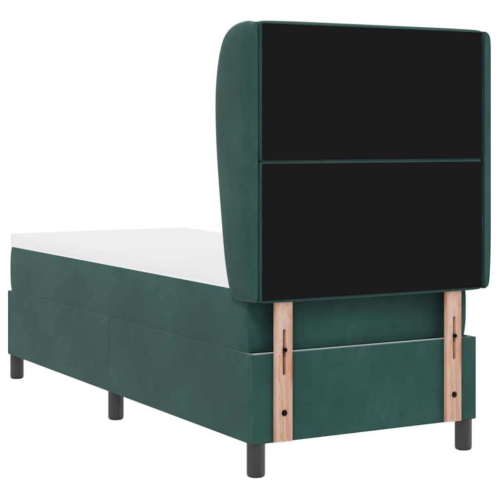 vidaXL Łóżko sprężynowe Z zagłówkiem Ciemna zieleń 200 x 80 cm Aksamit