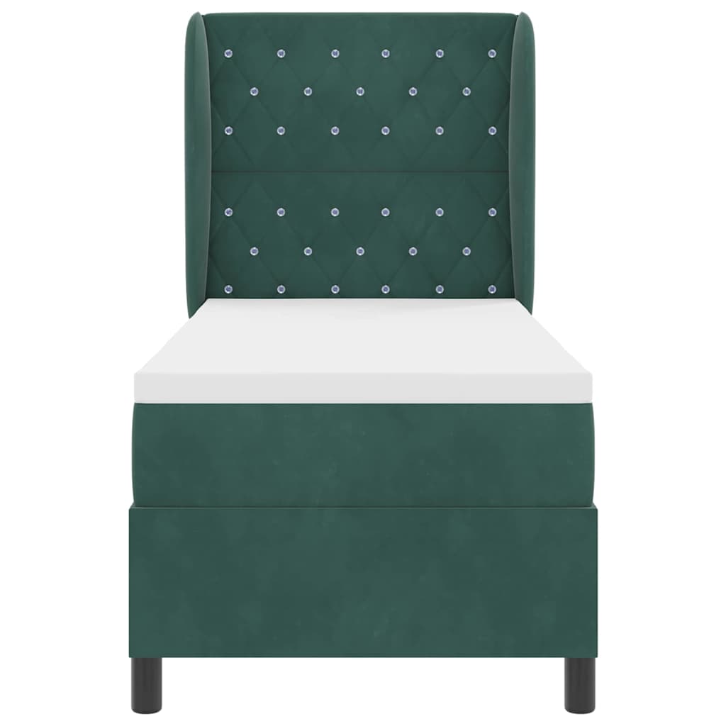 vidaXL Łóżko sprężynowe Z zagłówkiem Ciemna zieleń 200 x 80 cm Aksamit