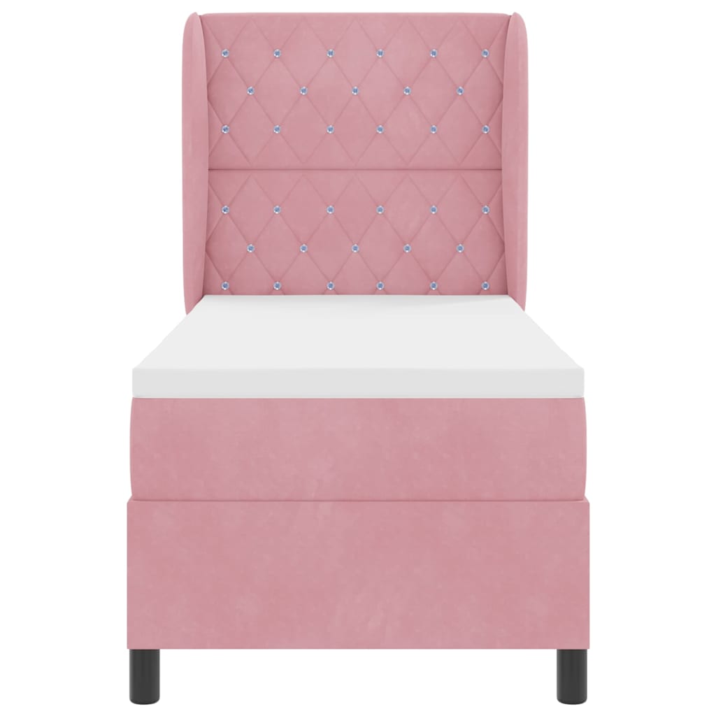 vidaXL Łóżko sprężynowe z materacem Różowy 200 x 80 cm Aksamit