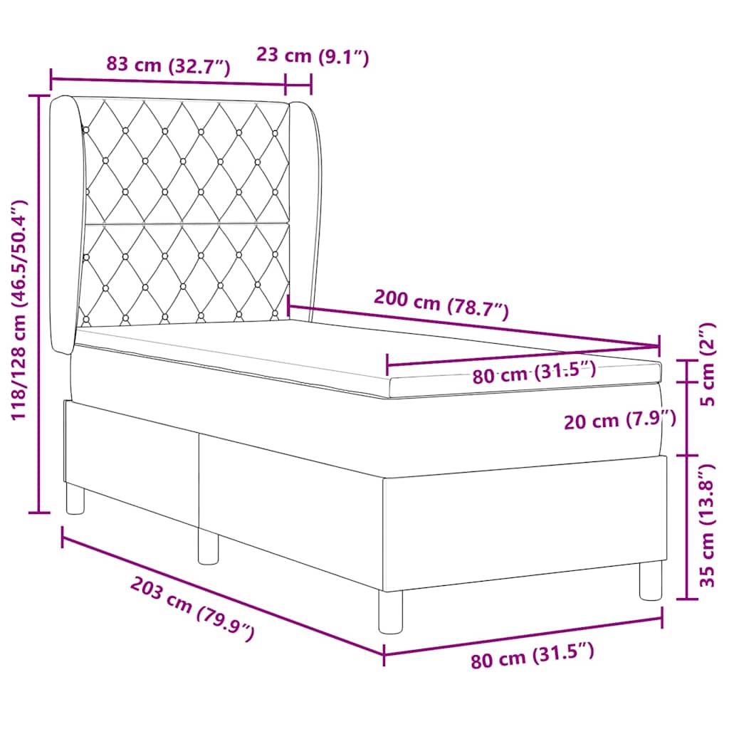 vidaXL Łóżko sprężynowe z materacem Różowy 200 x 80 cm Aksamit