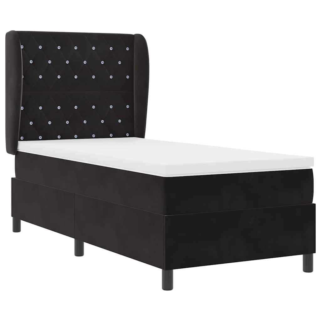 vidaXL Łóżko sprężynowe z materacem Czarny 200 x 90 cm Aksamit