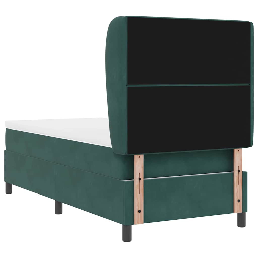 vidaXL Łóżko sprężynowe z materacem Ciemna zieleń 200 x 90 cm Aksamit