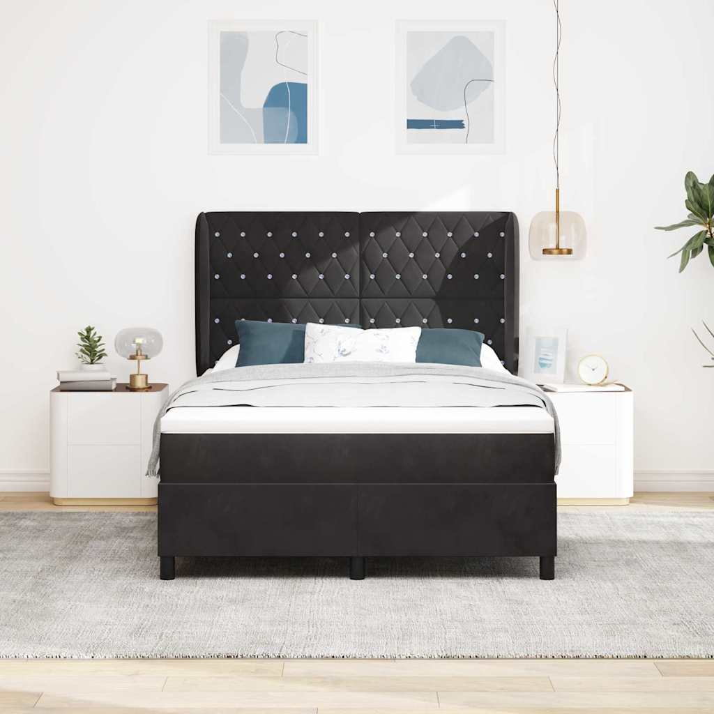 vidaXL Łóżko sprężynowe z materacem Czarny 200 x 140 cm Aksamit