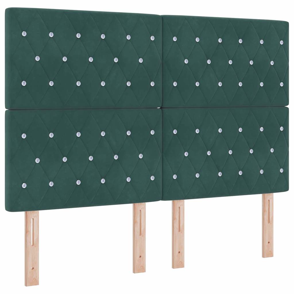vidaXL Łóżko sprężynowe Ciemna zieleń 200 x 140 cm Aksamit