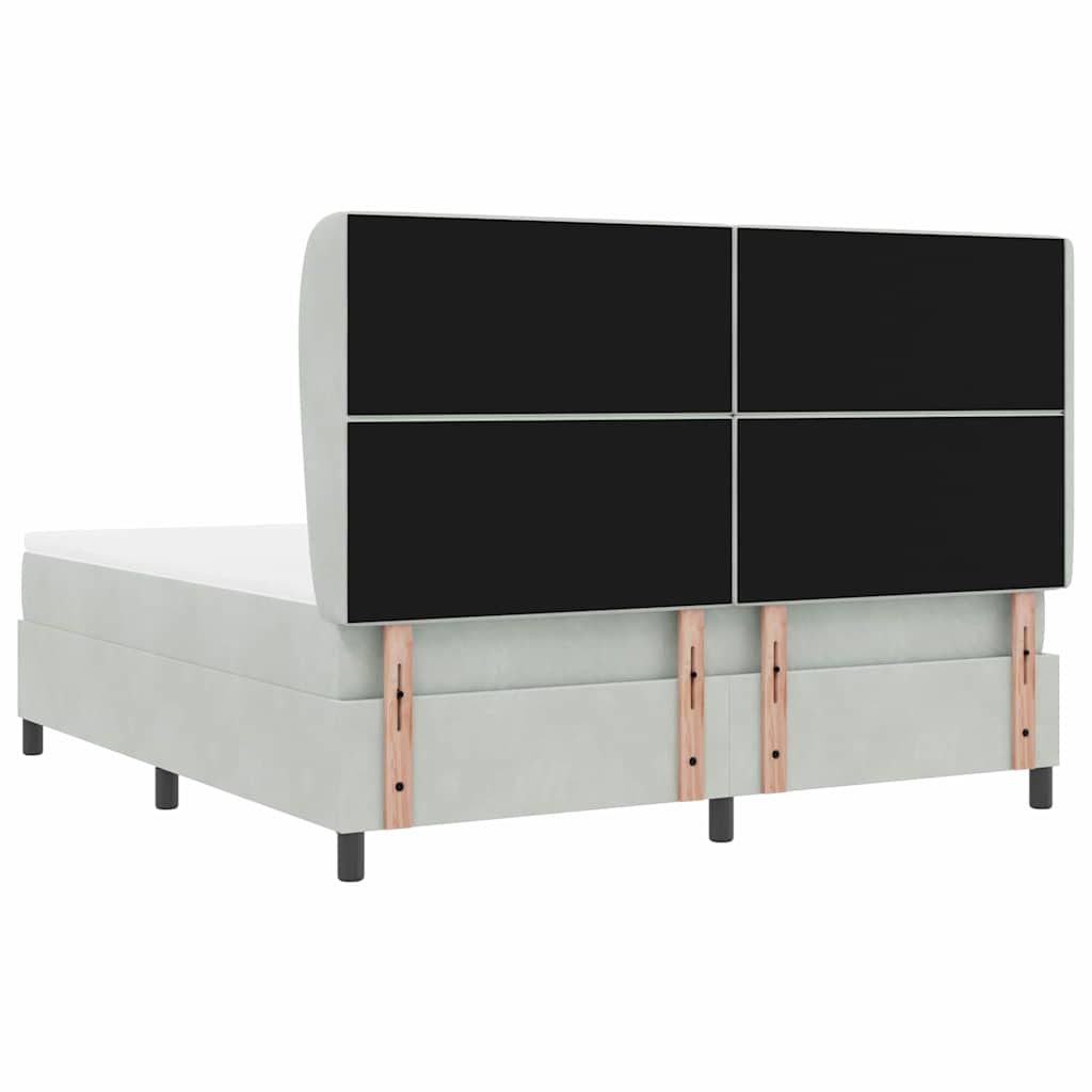 vidaXL Łóżko sprężynowe z materacem Jasnoszary 200 x 180 cm Aksamit
