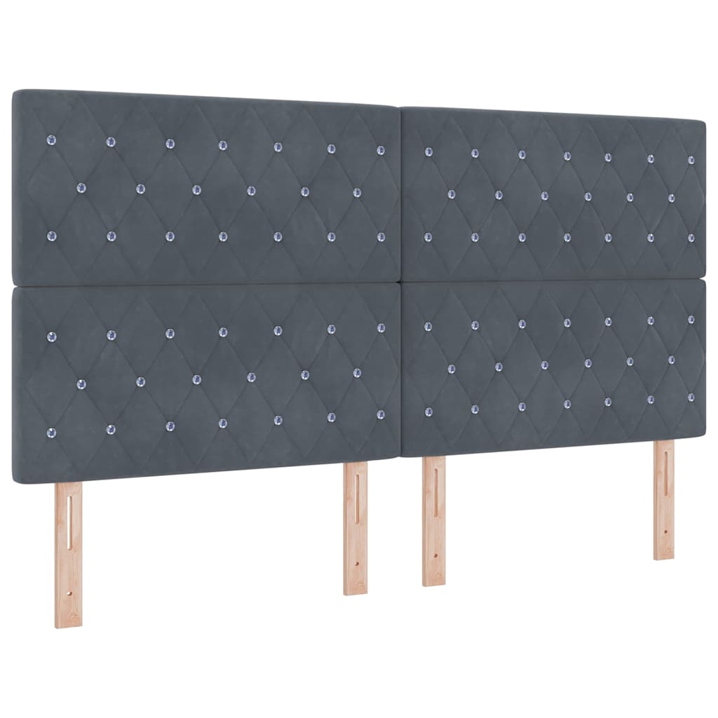 vidaXL Łóżko sprężynowe Z zagłówkiem Ciemnoszary 200 x 180 cm Aksamit