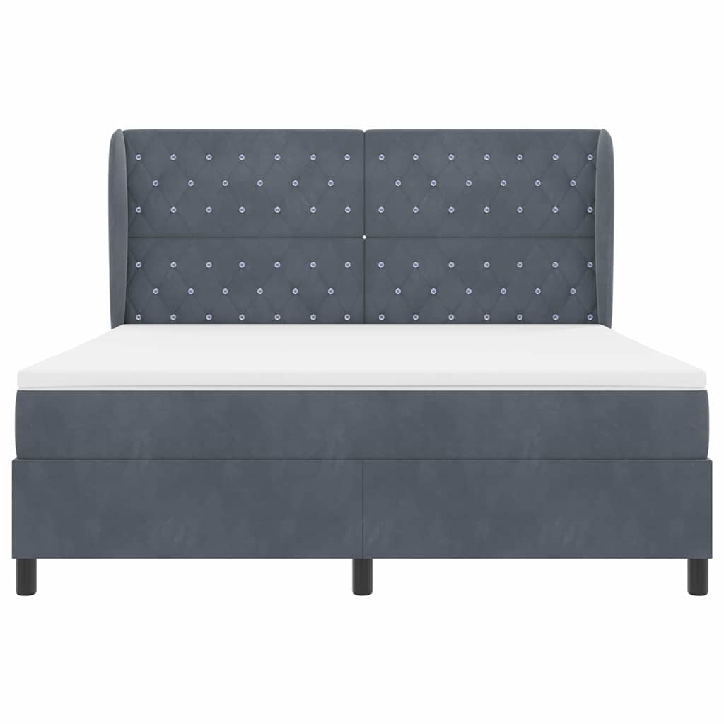 vidaXL Łóżko sprężynowe Z zagłówkiem Ciemnoszary 200 x 180 cm Aksamit
