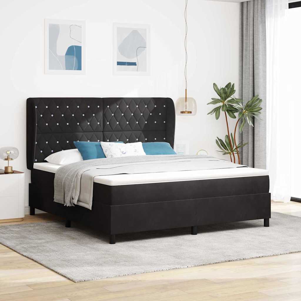 vidaXL Łóżko sprężynowe z materacem Czarny 200 x 180 cm Aksamit