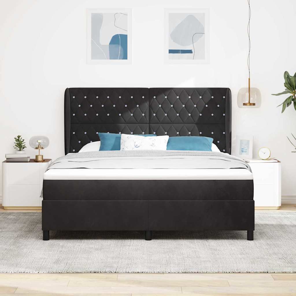 vidaXL Łóżko sprężynowe z materacem Czarny 200 x 180 cm Aksamit