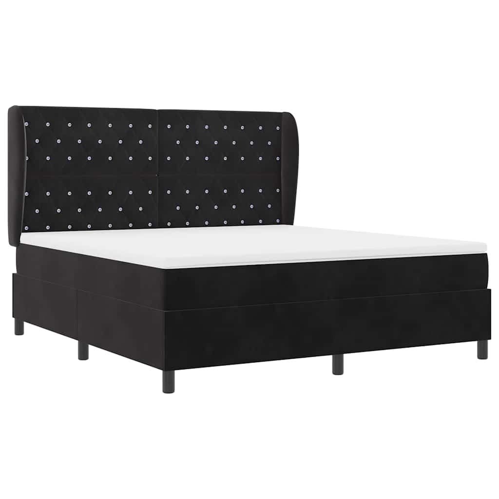vidaXL Łóżko sprężynowe z materacem Czarny 200 x 180 cm Aksamit