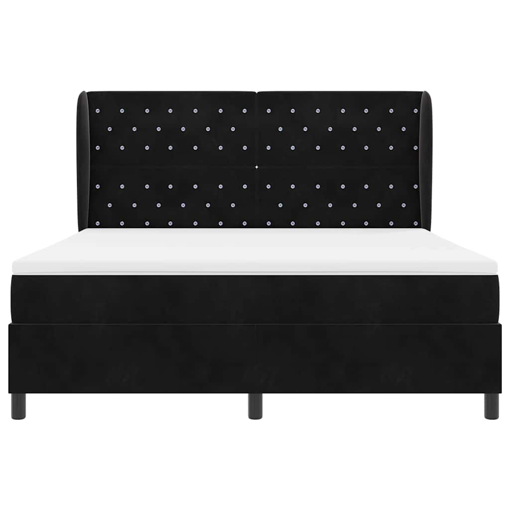 vidaXL Łóżko sprężynowe z materacem Czarny 200 x 180 cm Aksamit