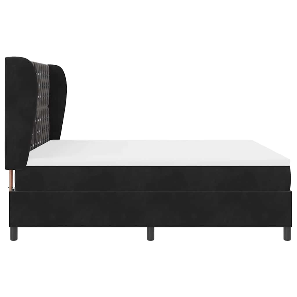 vidaXL Łóżko sprężynowe z materacem Czarny 200 x 180 cm Aksamit