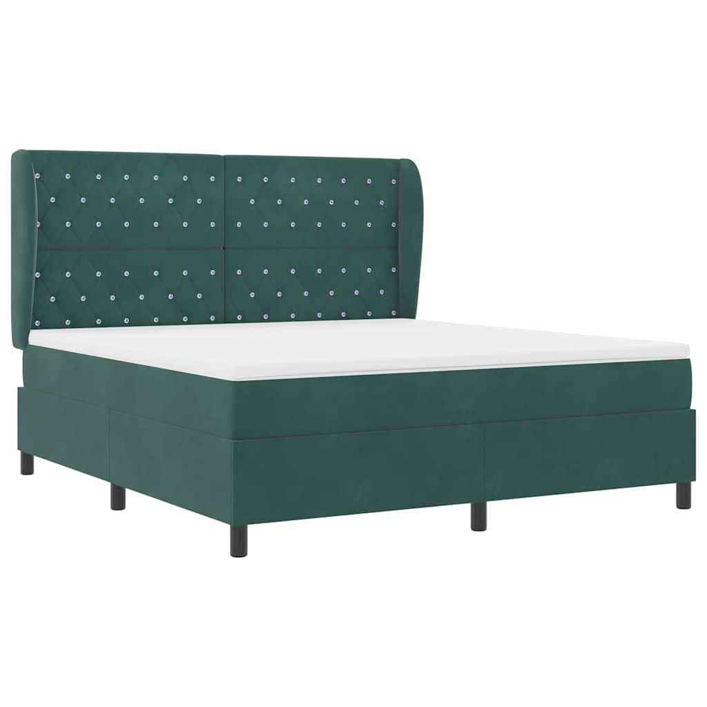 vidaXL Łóżko sprężynowe z materacem Ciemna zieleń 200 x 180 cm Aksamit