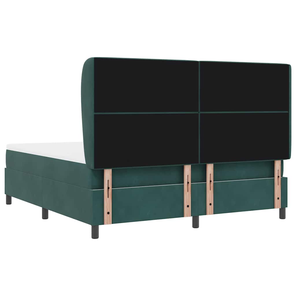 vidaXL Łóżko sprężynowe z materacem Ciemna zieleń 200 x 180 cm Aksamit