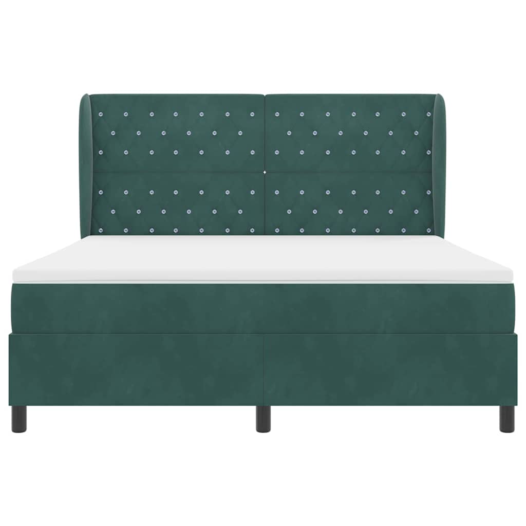 vidaXL Łóżko sprężynowe z materacem Ciemna zieleń 200 x 180 cm Aksamit