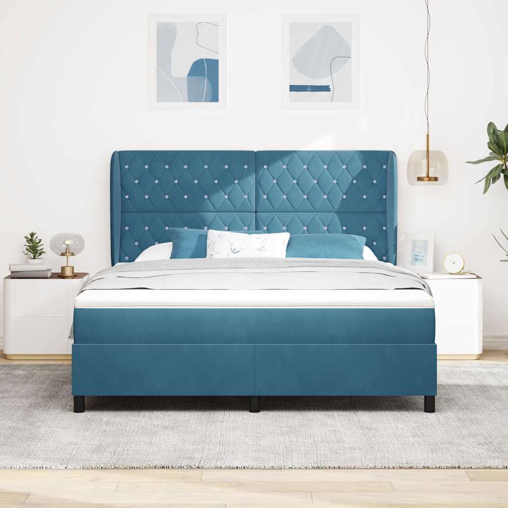vidaXL Łóżko sprężynowe Ciemnoniebieski 200 x 180 cm Aksamit