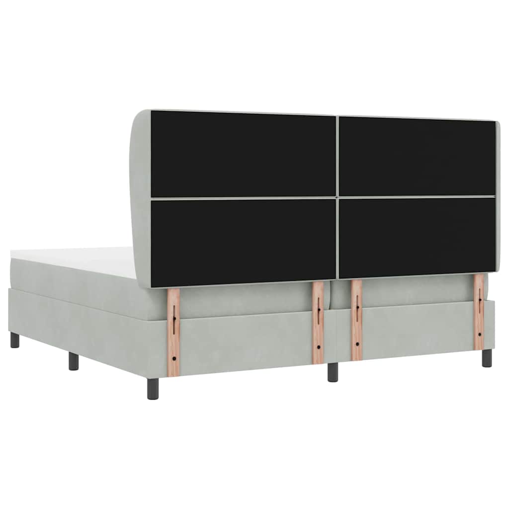 vidaXL Łóżko sprężynowe z materacem Jasnoszary 200 x 200 cm Aksamit