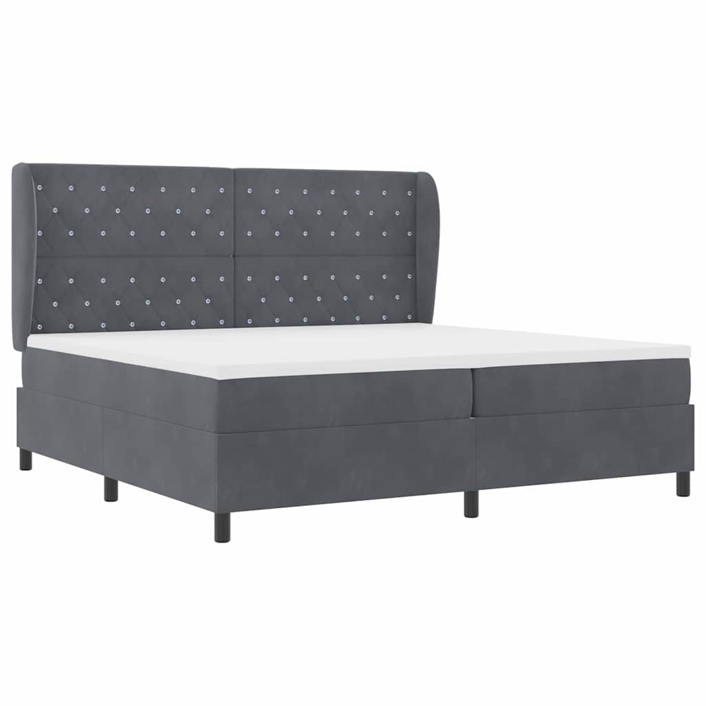 vidaXL Łóżko sprężynowe z materacem Ciemnoszary 200 x 200 cm Aksamit
