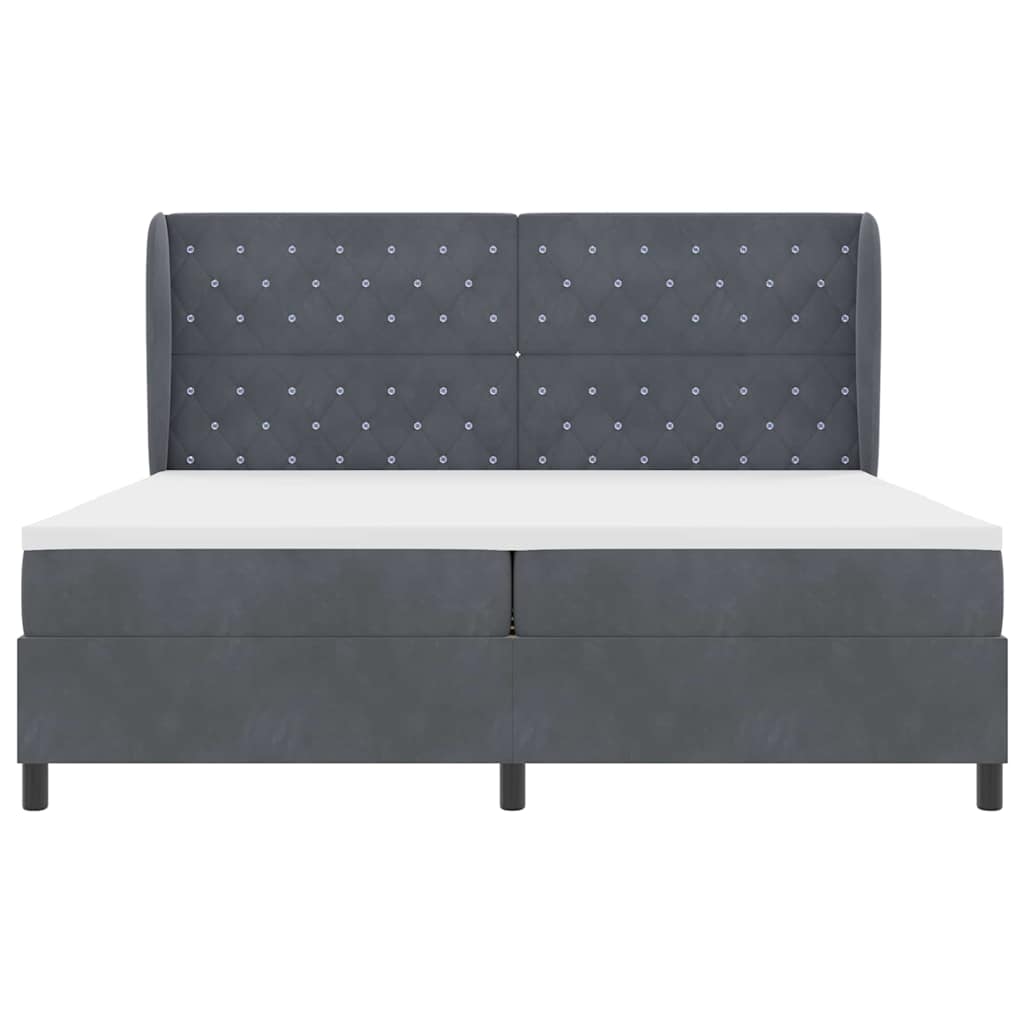 vidaXL Łóżko sprężynowe z materacem Ciemnoszary 200 x 200 cm Aksamit