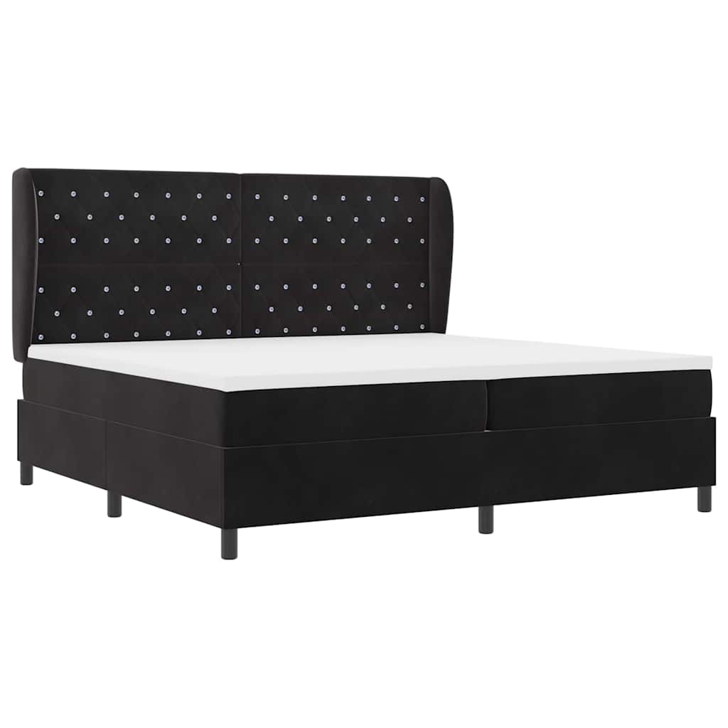vidaXL Łóżko sprężynowe z materacem Czarny 200 x 200 cm Aksamit