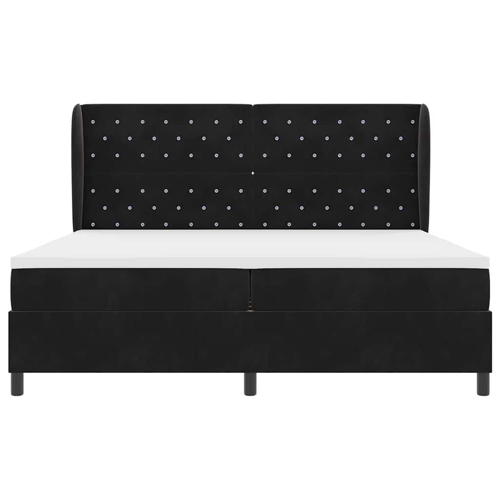 vidaXL Łóżko sprężynowe z materacem Czarny 200 x 200 cm Aksamit