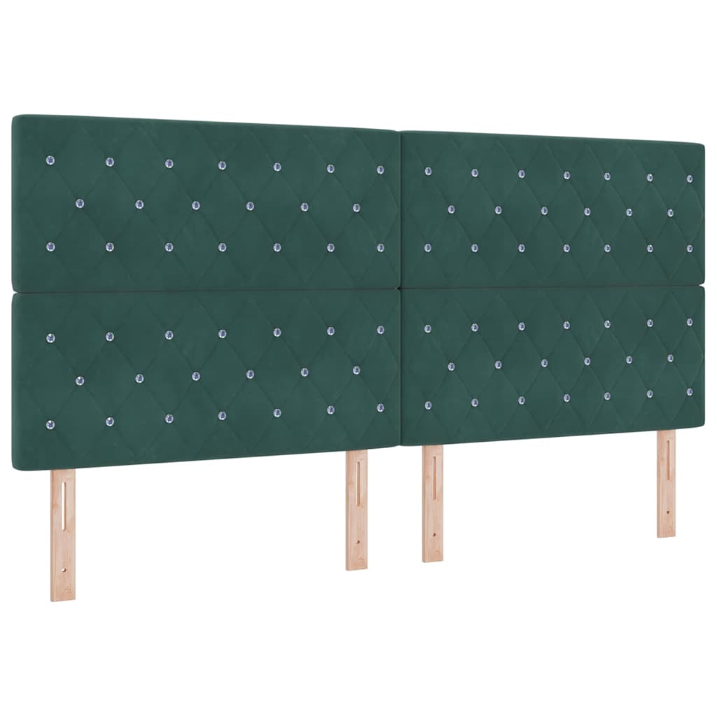 vidaXL Łóżko sprężynowe Ciemna zieleń 200 x 200 cm Aksamit